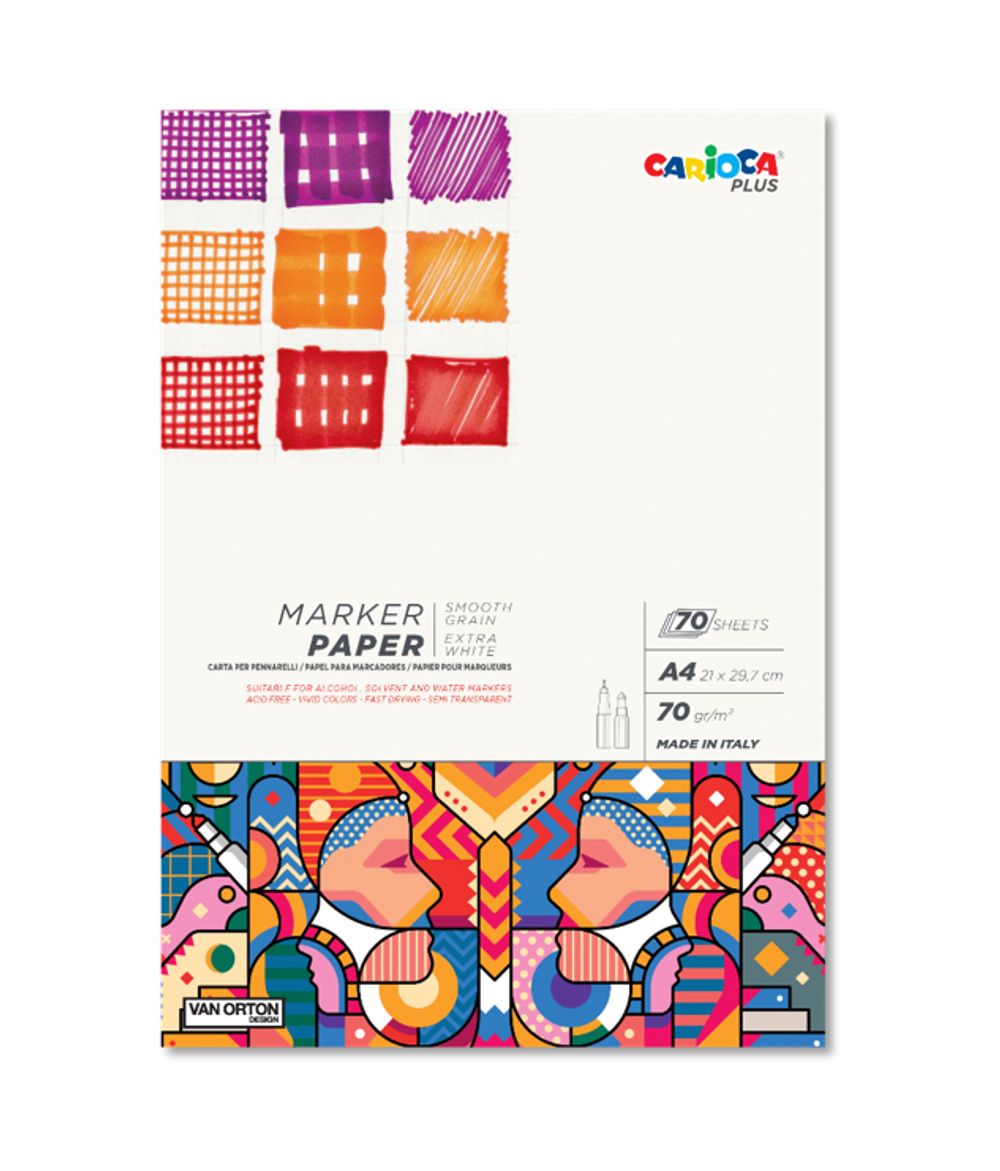Альбом для рисования маркерами 70 г/м², 70 л. A4 30 см, Carioca Plus 45220