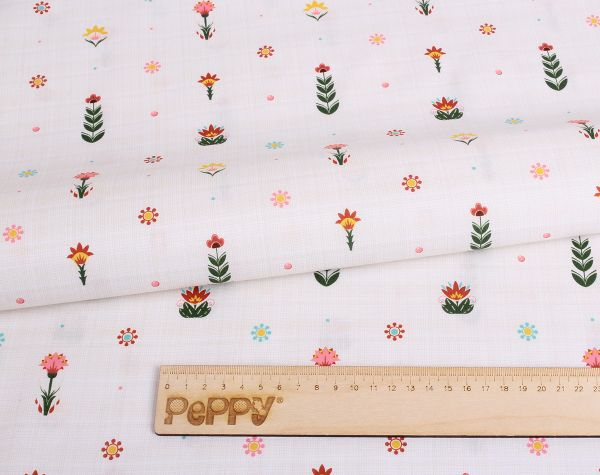 Ткань для пэчворка Peppy Лесные жители, отрез 50х55 см, 146 г/м², ЛЖ-08 белый, Peppy