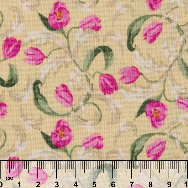 Ткань для пэчворка Peppy Весенний этюд, рулон 112 см / 5 метров, ВЭ-10 желтый, Peppy