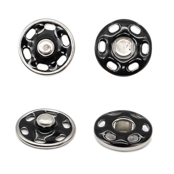 Кнопка пришивная металл ⌀12.5 мм, никель / черный, 10 шт, КПР6
