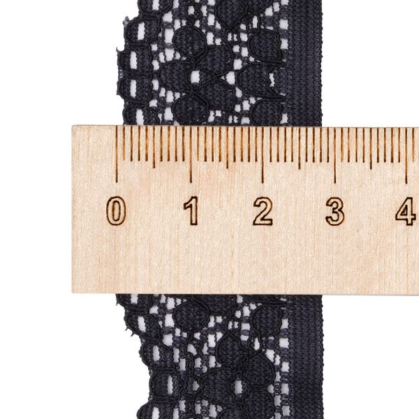 Кружево эластичное (стрейч) 25 мм / 50 метров, черный ирис, К009.025