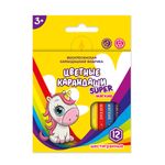 Набор цветных карандашей, короткие Единорог на радуге SCP-2012 заточенный 16х12 цв, Набор цветных карандашей, короткие Единорог на радуге SCP-2012 заточенный 16х12 цв, ВКФ SCP-2012