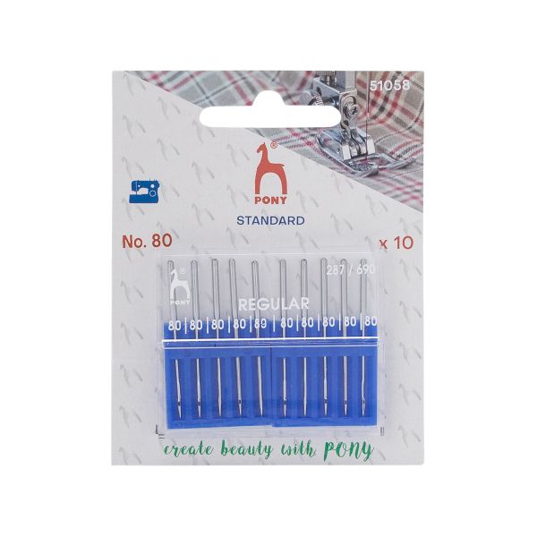 Иглы для промышленных швейных машин универсальные 287/690, №80 с круглой колбой, 10 шт, Pony, 51058