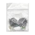 Брошь декоративная 85х35 мм черный мех/никель, 2 шт /TOS/