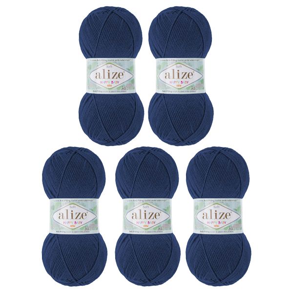 Пряжа Alize (Ализе) Happy Baby New / уп.5 мот. по 100 г, 320м, 58 темно-синий