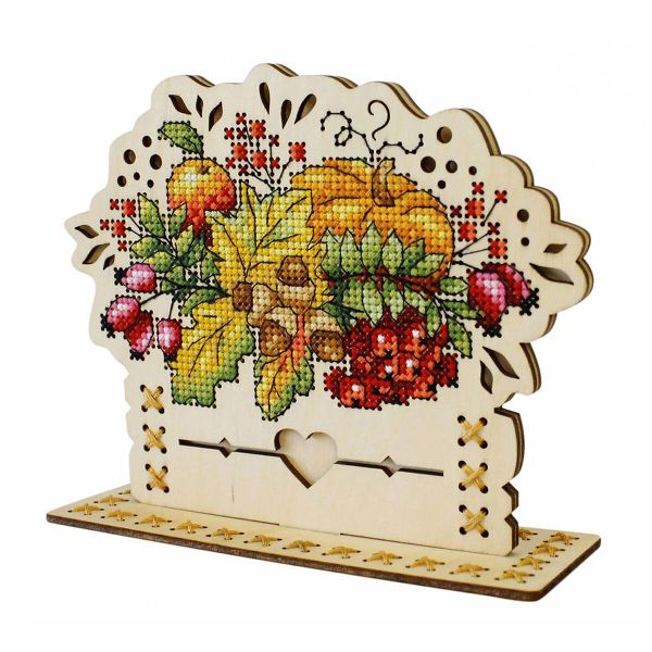 Набор для вышивания нитками МП Студия, на дереве Осенний Букет 13х16см