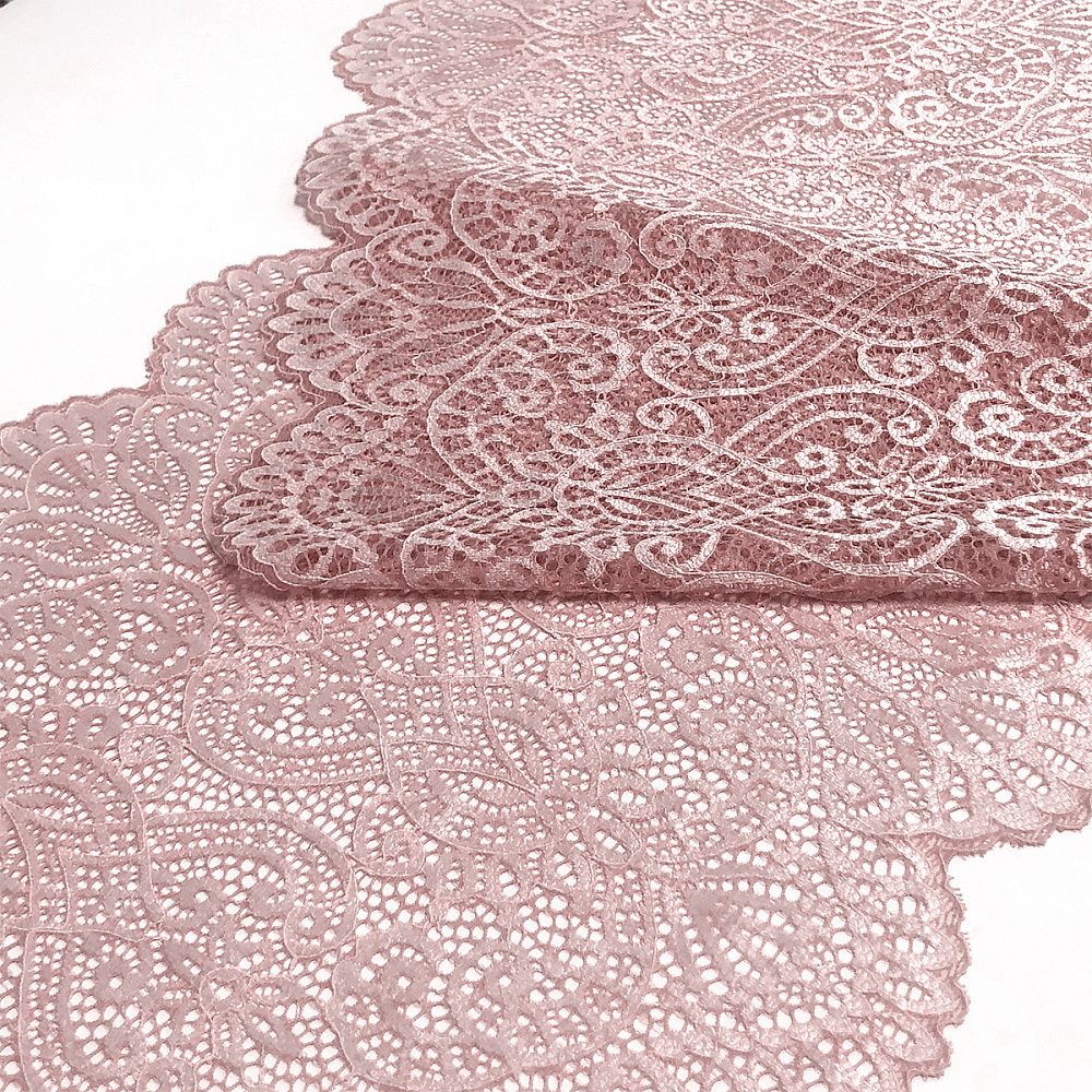 Кружево бельевое эластичное 240 мм / 25 м, 40992, цв.003 розовый, Kruzhevo