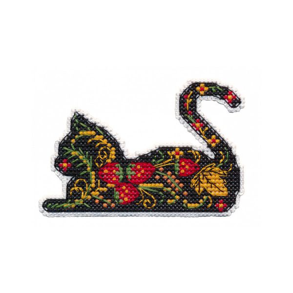 Набор для вышивания нитками Овен, Магнит. Кошка 9,3х6,2см