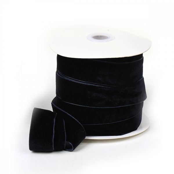 Лента бархатная (тесьма) 25.0 мм / 22.86±1 метров, арт.25VR54 нейлон цв.т.синий