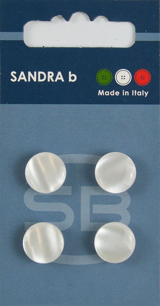 Пуговицы Sandra, 12, 5 мм, 4 шт, пластик, белый, 160558