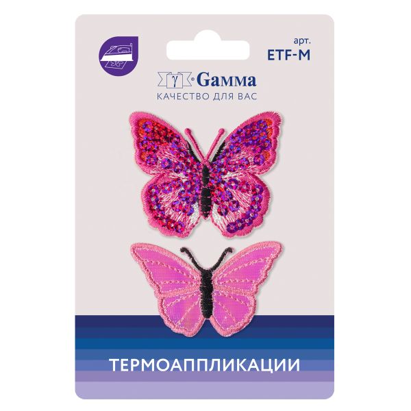 Термоаппликация №02, 2 шт, 02-201 Бабочки 5х6 см, Gamma ETF-M