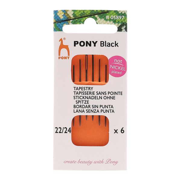 Иглы ручные гобеленовые Tapestry BLACK №22-24, 6 шт, PONY, 05897