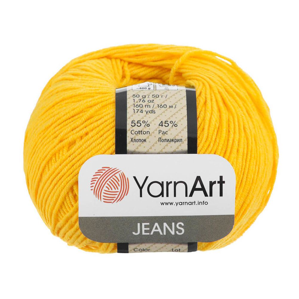 Пряжа YarnArt (ЯрнАрт) Jeans / уп.10 мот. по 50 г, 160м, 35 желтый