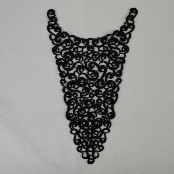 Пришивная кружевная вставка 210 мм, гипюр, 10 шт, Турция, черный, Gamma GIC-34-01