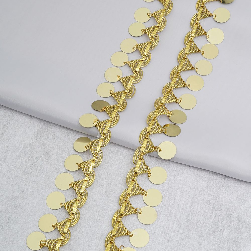 Тесьма отделочная металлизированная с пайетками 35.0 мм / 9.14 метра, золото