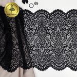 Кружево бельевое эластичное 240 мм / 25 м, 40992, цв.170 черный, Kruzhevo