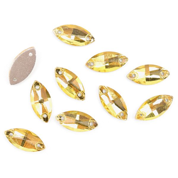 Хрустальные стразы миндаль желтый (без покрытия) 7х15мм, 10 штук Astra&Craft, МИ002НН715