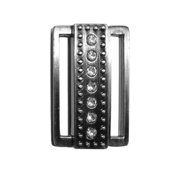Пряжка ременная металл 35х25 мм, 10 шт, со стразами, 14 шлифованный черн.никель (прозрачный), Micron GB 1116