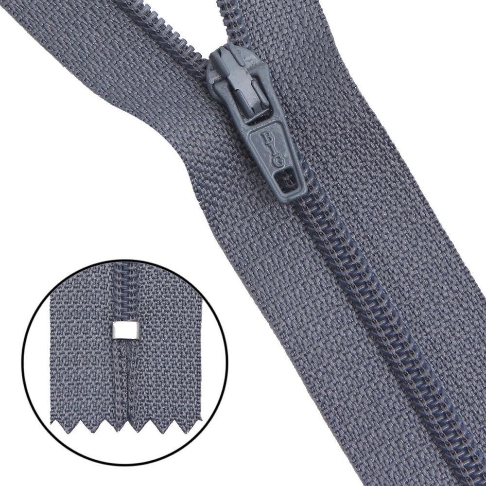 Молния спираль (витая) Т3 (3 мм) 1 зам., н/раз., 20 см, автомат, сер, 30094, 10 шт