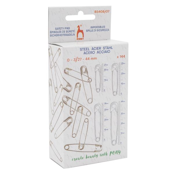 Булавки английские l=27-44 мм, сталь, 144 шт, Pony, 85408/07