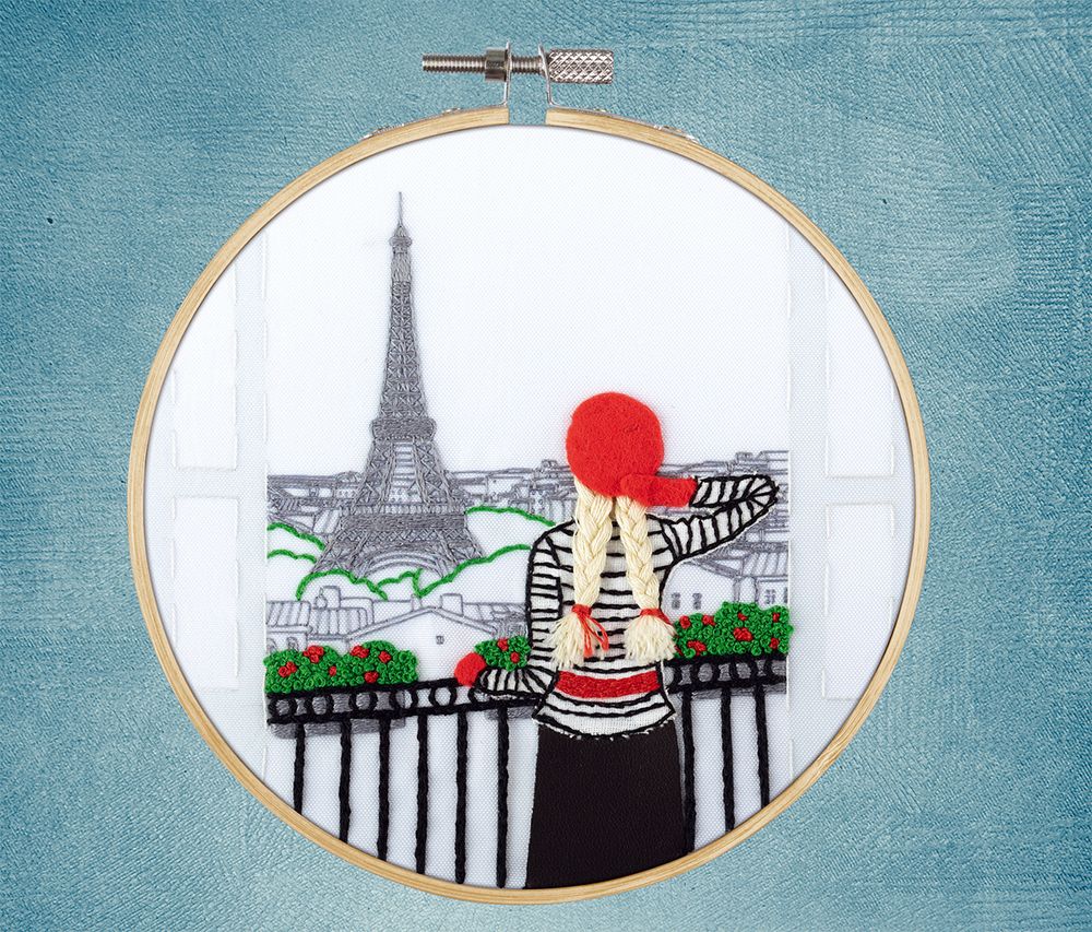 Набор для вышивания нитками Panna Живая картина JK-2347, Увидеть Париж, 15.5х15.5 см