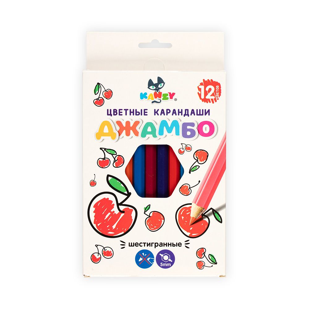 Набор цветных карандашей джамбо Фруктики 6х12 цв, Kanzy JCP-1012