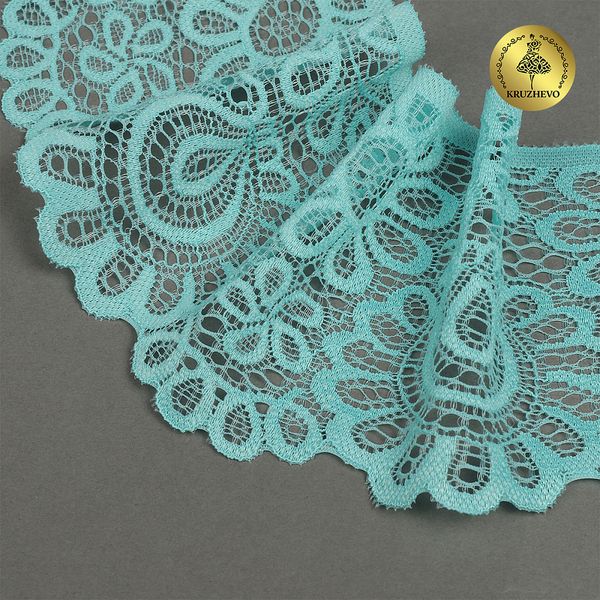 Кружево эластичное (стрейч) 90 мм, TBY.YSTL00839.N, L422 тиффани, 3м, Kruzhevo