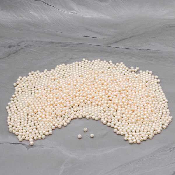 Бусины пластик хлопковый жемчуг ⌀8 мм, 500 г, ZE055 натуральный, Astra&Craft, 7733194