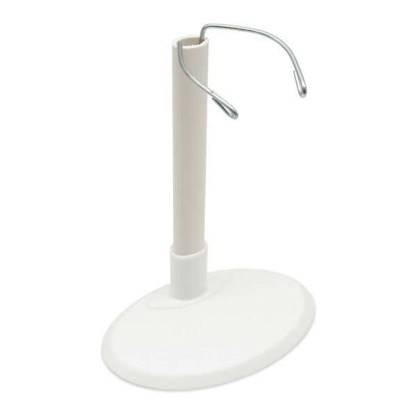 Подставка для кукол и игрушек овальная 10см, H-13-23см: пластик/металл, цв. белый