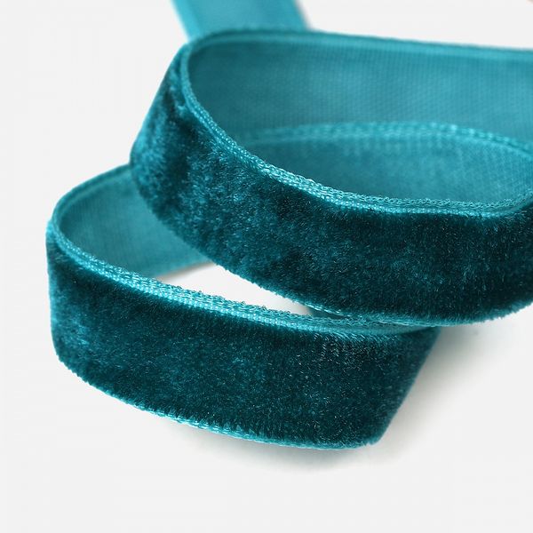 Лента бархатная (тесьма) 10.0 мм / 22.86±1 метров, арт.10VR39 нейлон цв.т.зеленый