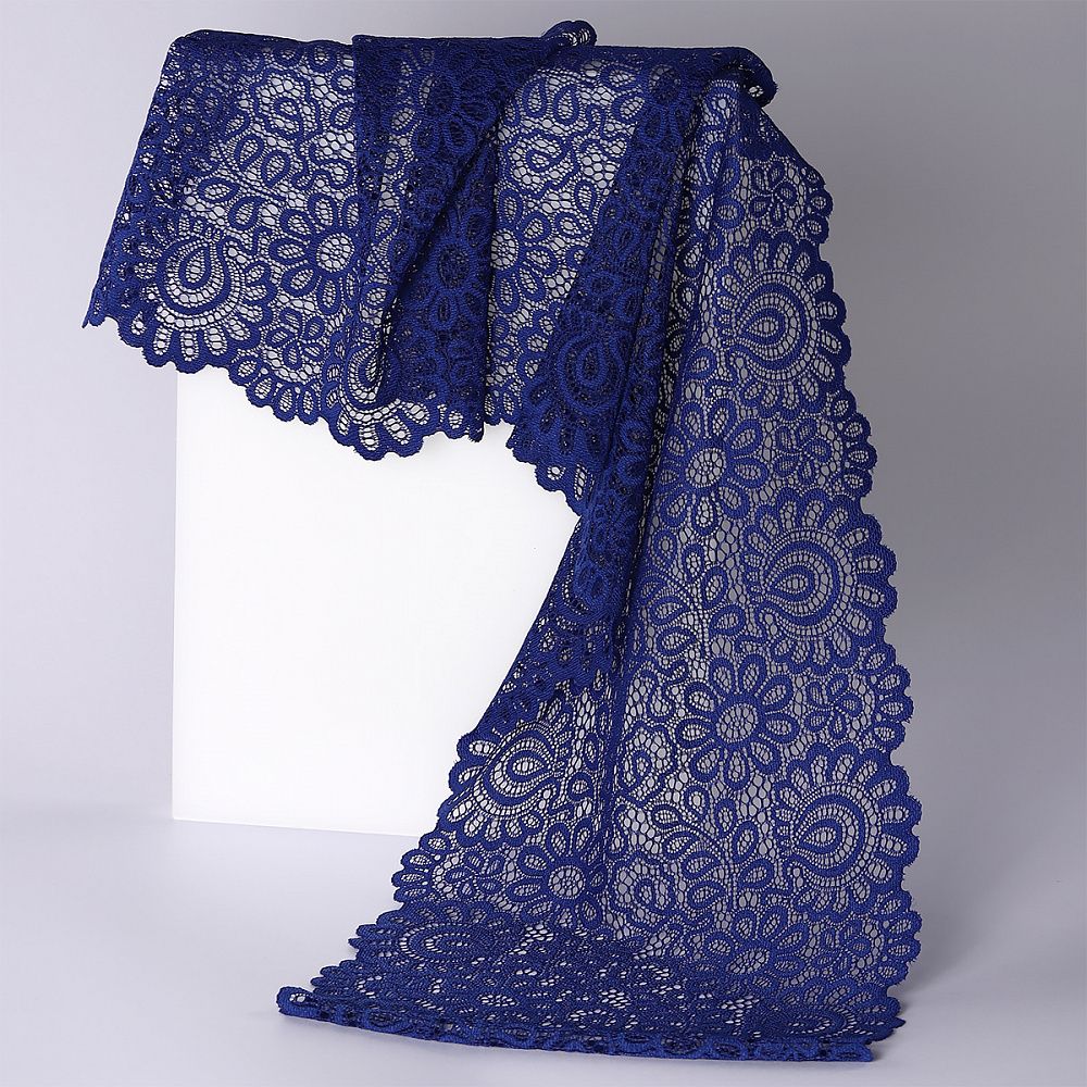 Кружево бельевое эластичное 205 мм / 25 м, TBY.YSTL00839, цв.L1832 синий, Kruzhevo