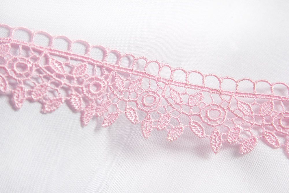 Кружево гипюр (плетёное) 30 мм / 10 м, розовый, Gamma GGM-3001