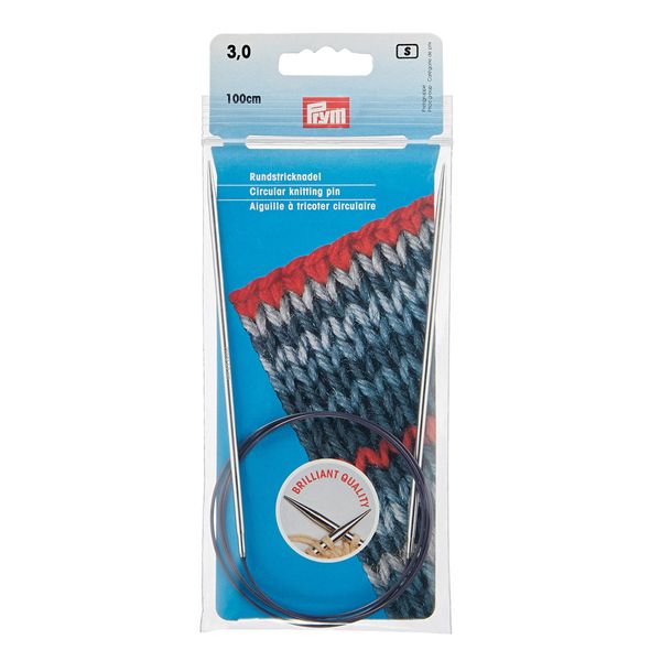 Спицы круговые ⌀3.0 мм, 100 см, 1 шт, серебристые, Prym 212126