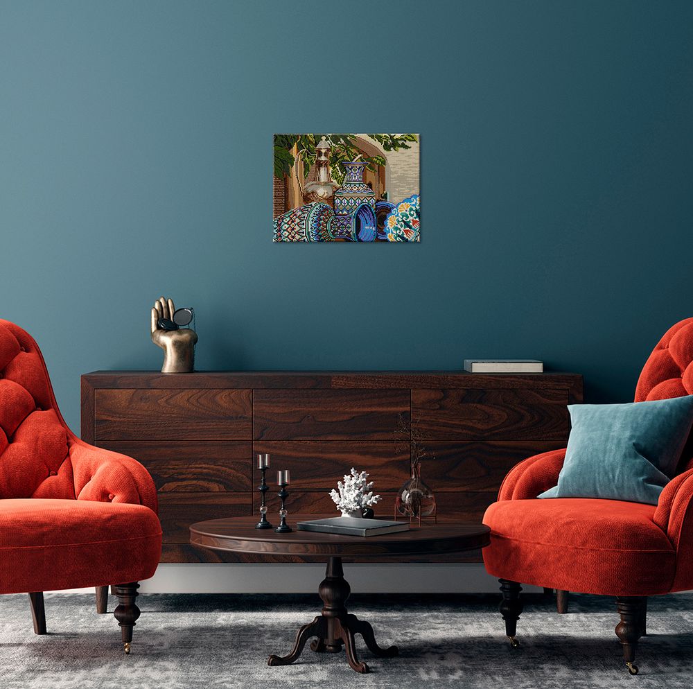 Алмазная (кристальная) мозаика Фрея ALPD-230, на подрамнике Восточная посуда, 40х30 см