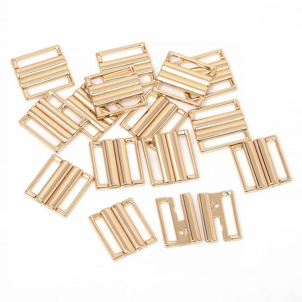 Пряжка-застежка для купальников металл 20.0 мм, 120SW, цв.золото уп.10 шт