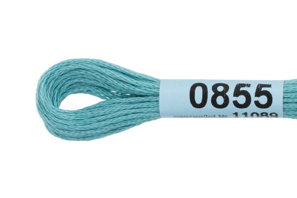 Мулине Gamma 100% хлопок, цв.0855 бирюзово-голубой, 24 мотка по 8 метров