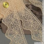 Кружево на сетке широкое 110 мм, 40485, цв.N6115 бежевый уп.13.7м, Kruzhevo