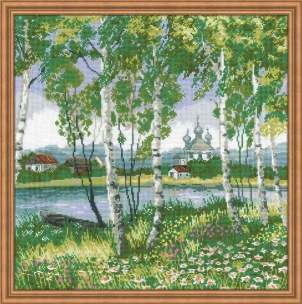 Набор для вышивания нитками Риолис, Березовая роща 40х40 см