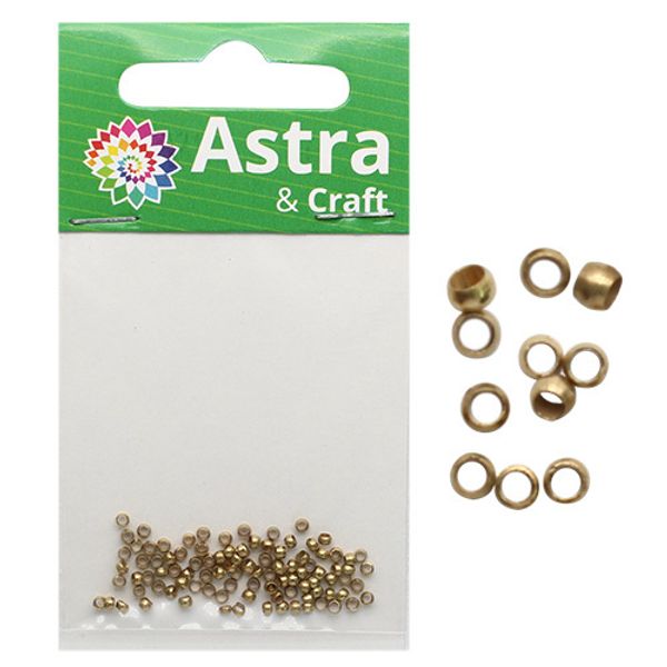 Зажимные бусины 2 мм, 100 шт/уп, Астра, бронза