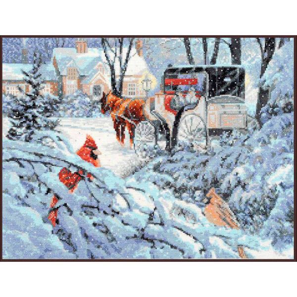 Набор для вышивания нитками Палитра, Краски зимы 37х27см