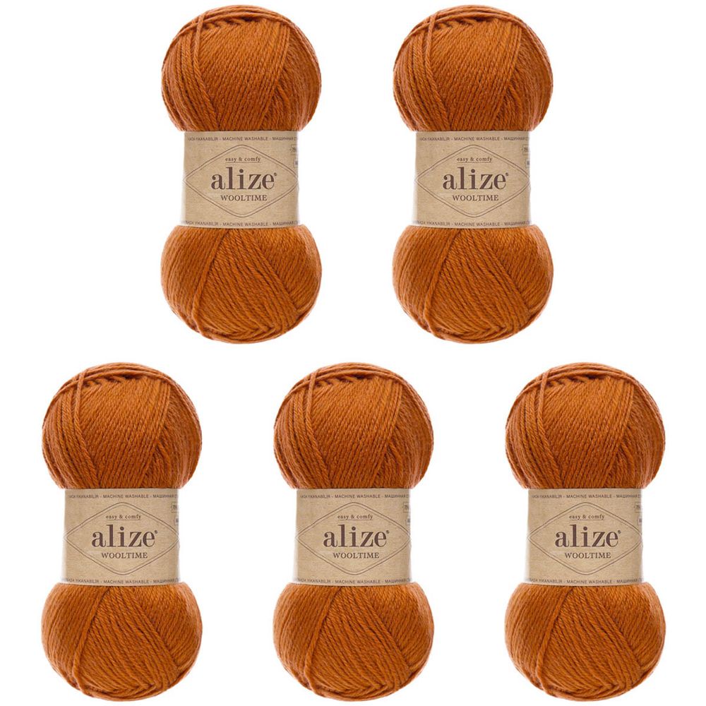 Пряжа Alize (Ализе) Wooltime / уп.5 мот. по 100 г, 200 м, 433 терракот