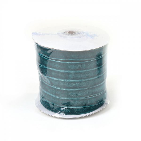 Лента бархатная (тесьма) 10.0 мм / 22.86±1 метров, арт.10VR39 нейлон цв.т.зеленый