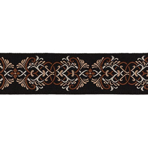 Лента (тесьма) жаккардовая 35.0 мм / 10±0.5 метров, коричневый/бежевый, Gamma TRJ-85