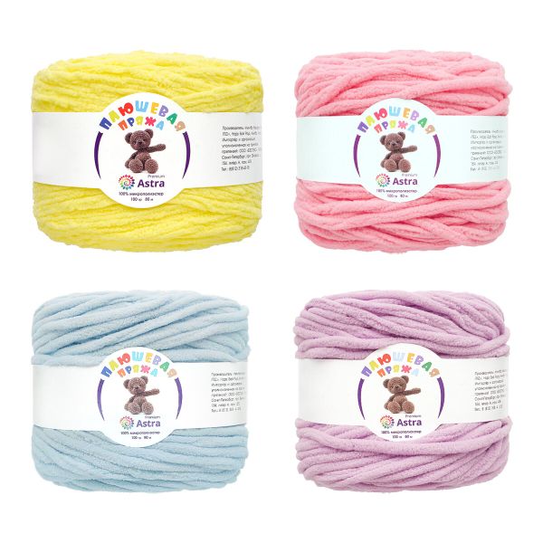 Пряжа Astra Premium (Астра Премиум) Плюшевая / уп.4 по 100 г, 80 м, ассорти 3