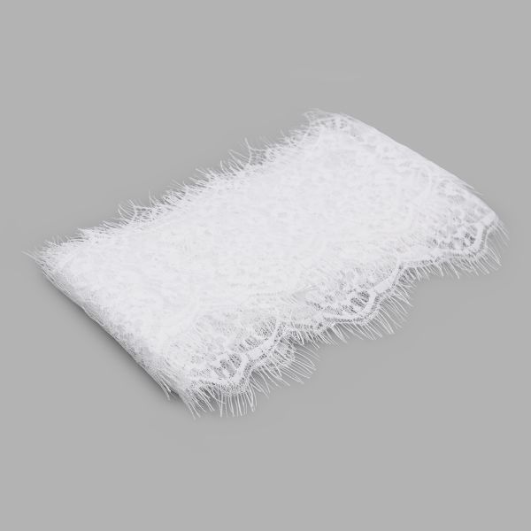 Кружево шантильи (реснички) на сетке 100 мм, белый, 3 метра, S090489