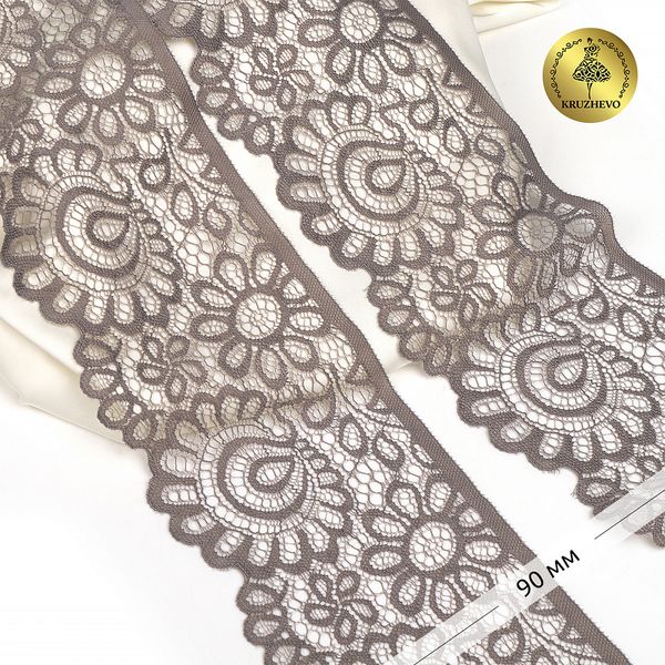 Кружево эластичное (стрейч) 90мм YSTL00839/N, цв.L1645 шиншилла уп.25м, Kruzhevo