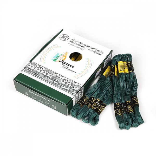 Мулине ПНК им.Кирова цв.9286 т.зеленый, 24 мотка по 8 метров