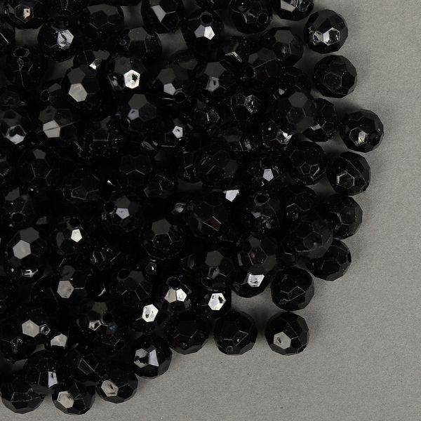 Бусины акрил ⌀8 мм, цв.45 черный, MG.3240-45, уп.500 г, Magic4Hobby