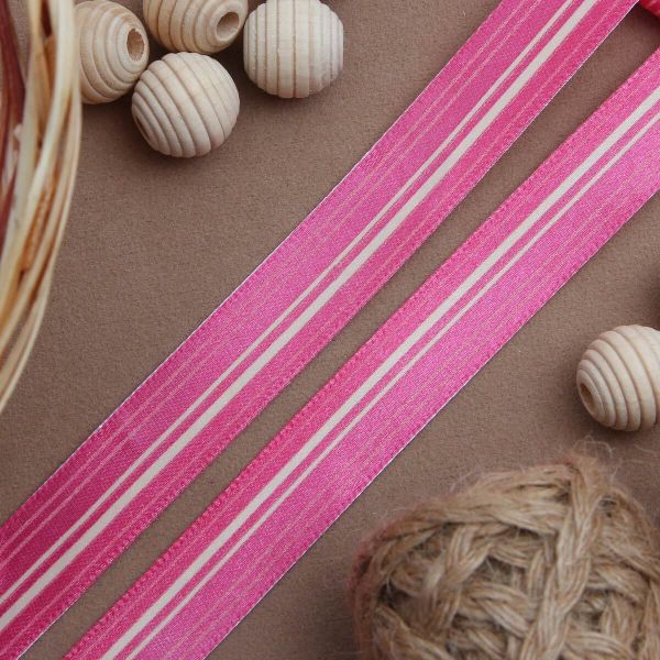 Лента атласная с рисунком 15.0 мм / 3 метра, Горизонталь (красный), Globus