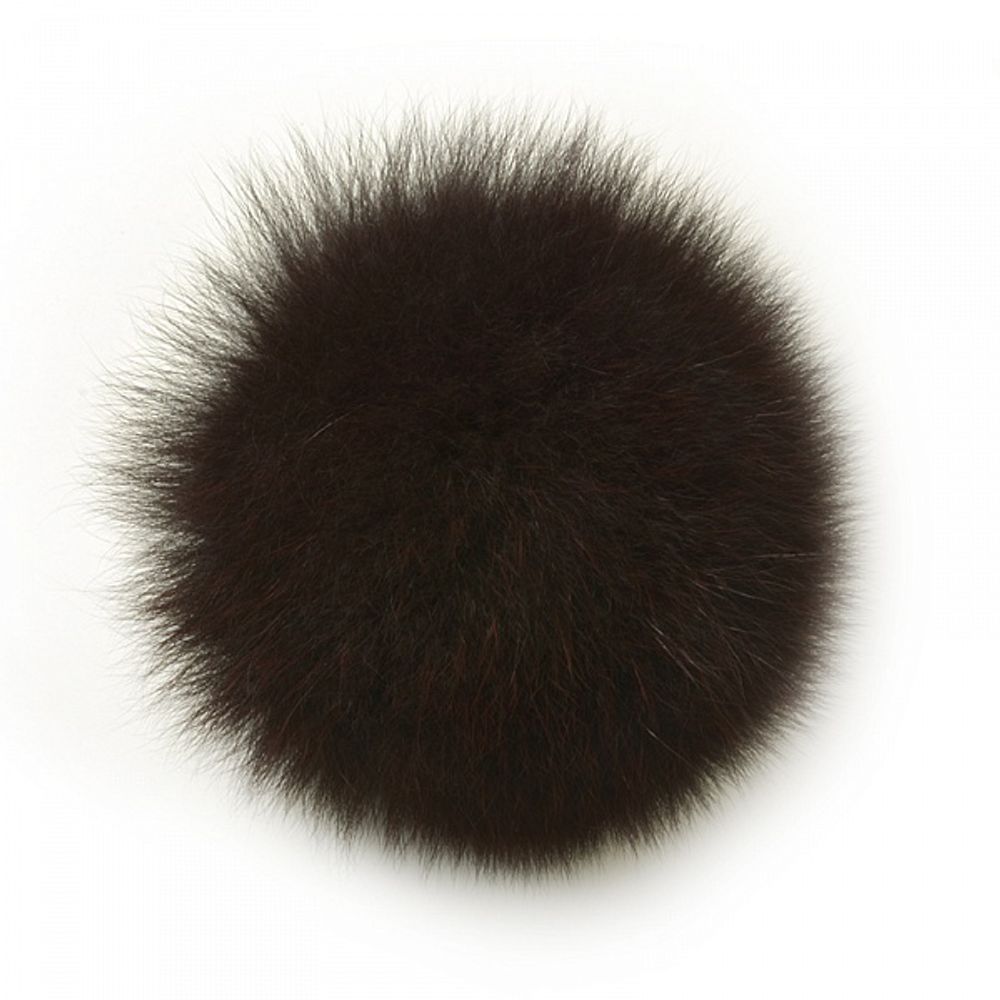 Помпон из натурального меха 100 мм, песец, PNP025, т.коричневый